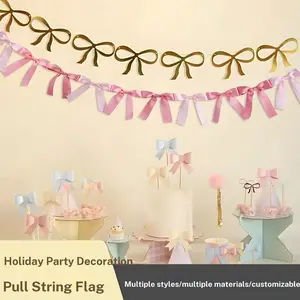 10 bows in 1 piece, wedding season Valentine's Day Mother's Day birthday party mixed color matching dreamy gradient bow hanging party decoration party garland, suitable for wedding decoration, birthday party dress up, house decoration party garland