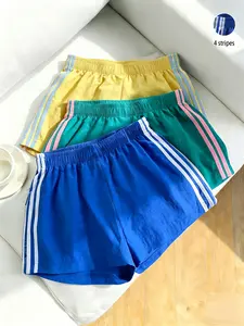 3-Pack Comfortable Casual Women's Shorts, Elastic Waist, Fs-Camo Pattern, Loose-Fit, Trendy Side Stripes, Daily Wear Fashion