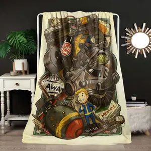 Fallout Games Blanket with retro game design, suitable for sofa, bed, office and outdoor use, lightweight and durable bedroom chair decor decoration soft flannel shawl