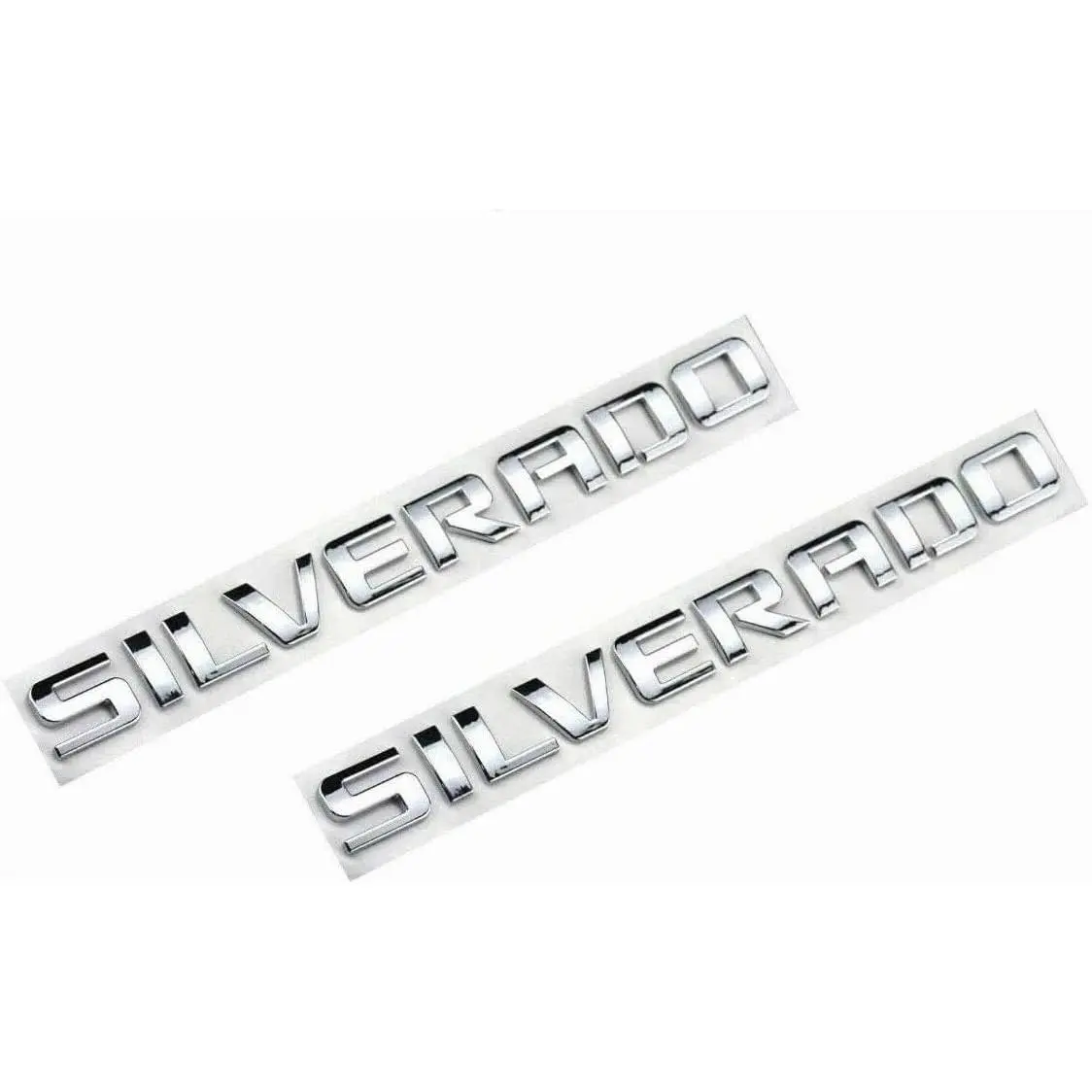 2-Piece Chrome Glossy Badge Car Stickers, Automotive Exterior Accessories Custom Emblem Decals, Mountable for 2007-2020 Silverado, Sierra, Canyon Hoods; Fits 1500, 2500HD, 3500HD Models, Chrome Car Stickers