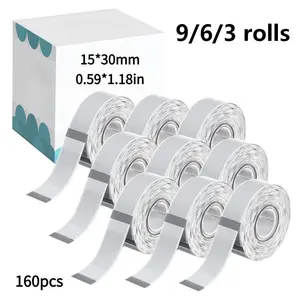 15x30mm transparent thermal label tape, self-adhesive transparent labels, compatible with Phomemo D30, D30S and D35 Q30 label printers,160 labels per roll, versatile transparent thermal paper, suitable for home/school/office/address/barcode/label stickers