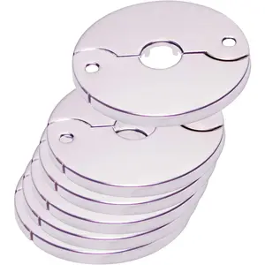 Floor and Ceiling Plate Cover Split Flange Replacement and Repair Kit Fits 1/2 Inch IPS Galvanized Pipe or 3/4 Inch Copper Pipe Chrome Finish Pack of 6