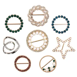 8 Pcs T-Shirt Clips Set,Clothes Corner Knotted Button,Fashion Alloy Pearl Rhinestone Circle Clip Buckle for Round Shirt Silk Scarf,Christmas Party Gifts,Hand Tools Kits