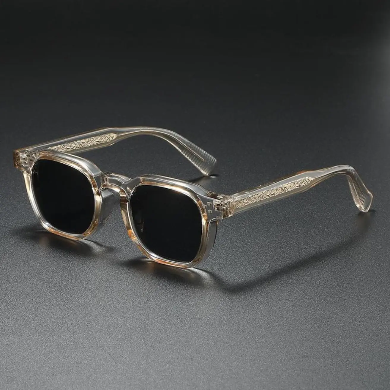 Retro Small Square Sunglasses for Men Women Thin Cube Shades Vintage Slim Frames Intellectual Style