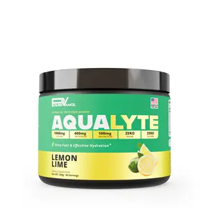 PowerVance AquaLyte Electrolytes Powder, 1000mg Sodium, 400mg Potassium, 100mg Magnesium + Vitamin C - Sugar Free Keto Electrolyte Drink Mix, Zero Calories, Stevia Sweetened, Lemon Lime - 50 Servings