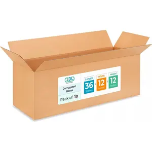 Exrta Large Shipping & Moving Boxes 36x12x12" (10-Pack) - Extra Strength 200 lb vs Regular - Corrugated Shipping Boxes for USPS/UPS - Strong Cardboard Box - Large Moving Box by IDL Packaging
