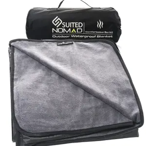 SUITEDNOMAD Large Waterproof Outdoor Stadium Blanket, Windproof and Warm Double Sided Fleece Throw, Great for Cold Weather Camping,Picnic,Sports,Festivals,Dogs