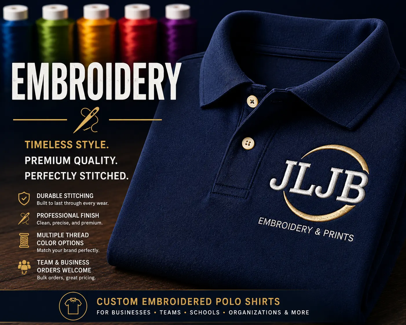 Men's Custom Embroidered Polo Shirts - Casual Menswear for Daily Wear, Embroidery