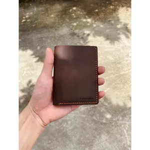 Unique men's leather wallet, waxed cowhide wallet