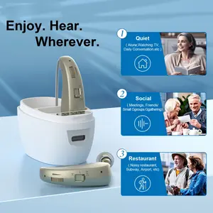 Invisible Hearing Aid for Adults with Hearing Loss, Behind-The-Ear Magnetic Charging Box, Noise Reduction, Lightweight Design, USB Rechargeable