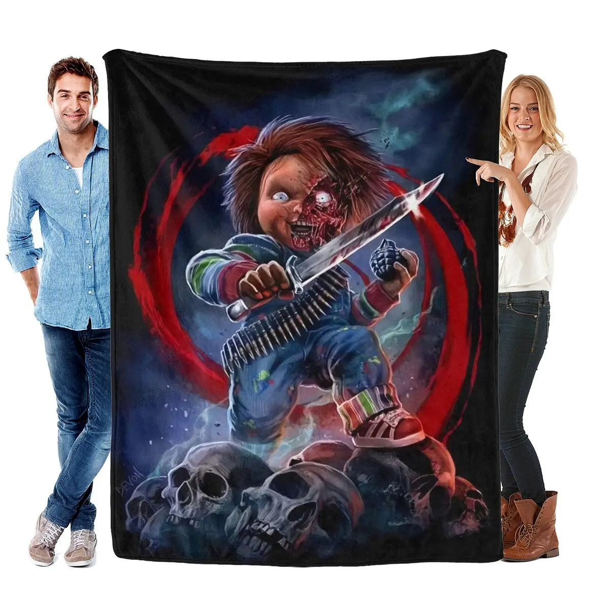 Chucky Cozy Flannel Blanket, Warm Soft Throw for Bed, Sofa, Office – Ideal Birthday Gift