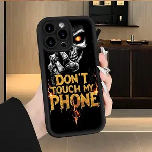 Cool skull pattern phone case, for iPhone 17 16 15 14 13 12 11 PRO MAX PLUS,AIR Mini SE and iPhone XS MAX. shockproof and drop-resistant, soft grooved design, flame skull pattern with text, suitable for both men and women, a perfect holiday gift.