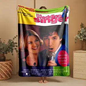 1 piece The Wedding Singer starring Adam Sandler and Drew Barrymore themed flannel blanket - Super soft fluffy flannel sofa blanket, suitable for beds and sofas, all-season use, modern design, digital printing, 100% polyester material, machine