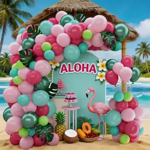 113 Piece Hawaii Theme Balloon Arch Set, Peach, Tropical Party Decor, Beach Birthday Party, Wedding, Summer Balloon Decoration Essentials