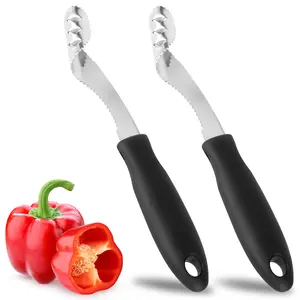2pcs Stainless Steel Pepper Corer Creative Chili Corer with Non-slip Handle and Hole Pepper Deseeder Chili Pepper Seed Remover Tool Cooking Accessories for Home Kitchen