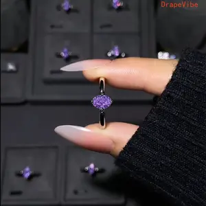 Minimalist Purple Teardrop Statement Ring for Women, Elegant Sparkly Crystal Index Finger Ring, Dainty Luxury Fashion Jewelry, Trendy Aesthetic Cocktail Ring for Parties, Date Nights, Everyday Wear & Gift Giving