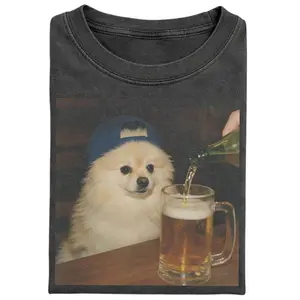 Funny Pomeranian Drinking Beer Shirt, Dog Meme Tee, Gift for Women, Gift for Men