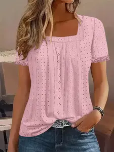 Elegant Women's Printed Square Neck T-Shirt, Stylish Ladies' Top, Perfect for Casual Wear, Comfortable and Trendy Design
