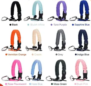 Hand-woven paracord strap for large-capacity outdoor sports water bottles and insulated flasks; adjustable carrying handle/strap.