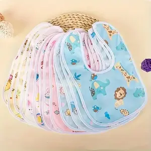 Crystal Velvet U-Shaped Bib - 8 or 10 pieces in random pink, yellow, blue colors - Baby Feeding Bib