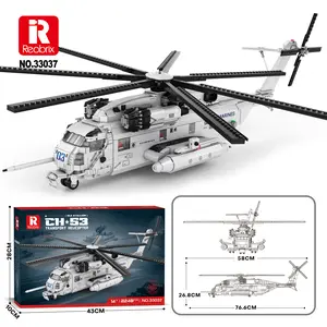 Reobrix Military CH-53 Helicopter Building Set 33037, Military Transport Helicopter Toy Aircraft Model Kit for Men, Ideal Airplane Toy Gifts for Boys Kids 14+, Adults and Military Fansbrick  helicopter bricks Fuselage Realistic Cockpit
