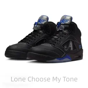 Black Leather High-Top Basketball Sneakerswith Reflective Tongue