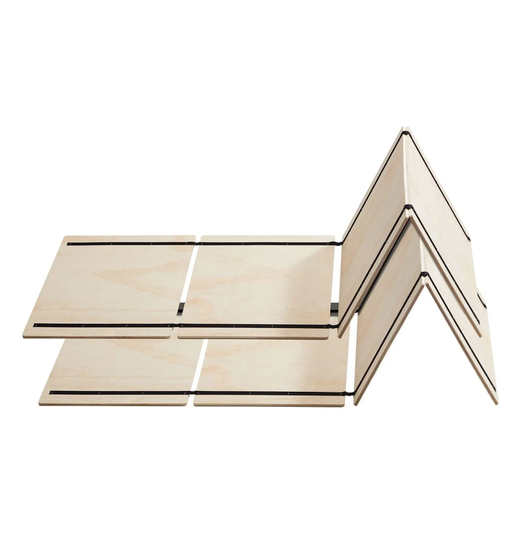 Full Size Bunkie Board, 0.4 Foldable Mattress Support - 8 Piece Wooden Bed Slats with Connectors, Burlywood - No Box Spring Needed