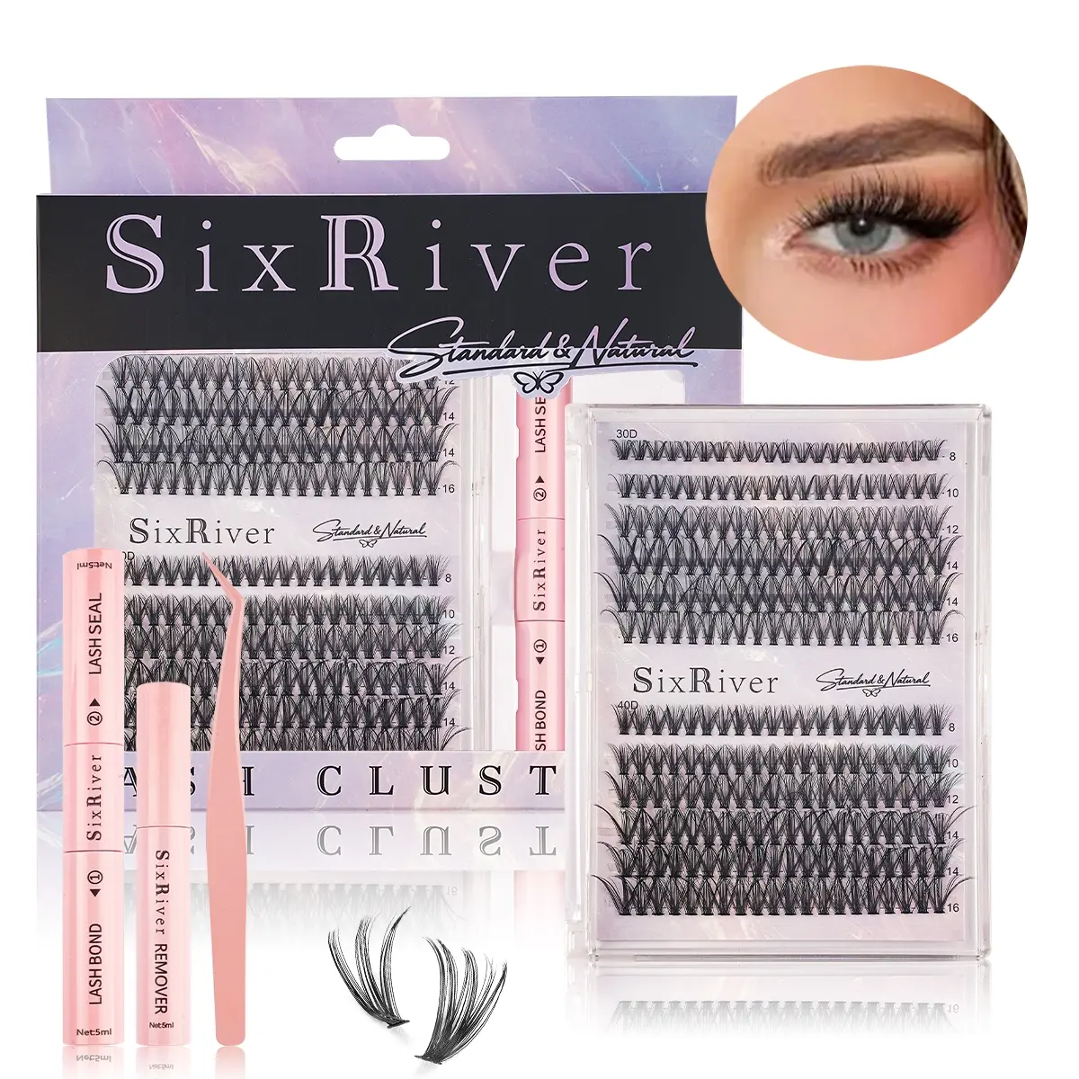 DIY Lash Extension Kit (240 Clusters) - 30D-40D Mixed 8-16mm Individual Lashes, At-Home Set with Bond & Seal, Remover Liquid, Tweezers, Reusable for Eye Makeup #backtoschool