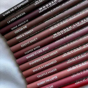 Beauty Creations Wooden LIP Liners, Very Creamy Formula, Glides Smoothly, Pigmented, Long Wear Wooden Pencils Lipliner Lipstick Cosmetic Matte Lip Bullet