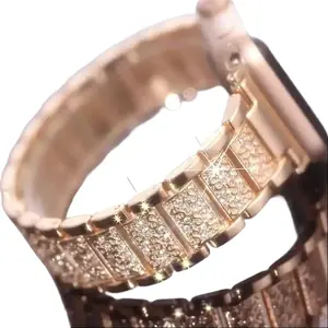 Strap 2026 Trend 3-Bead All-Diamond Luxury Elegant Sports Wristband, Women's Adjustable Sparkling Metal Accessories, Wearable Compatible with All Apple Watch Models (38mm-46mm, Watch Not Included)