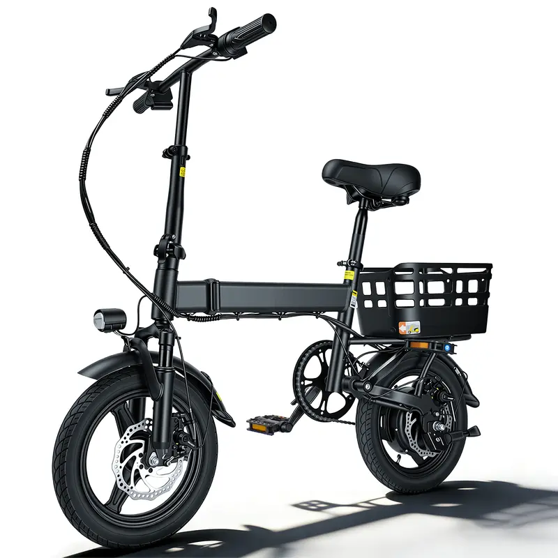 500W Motor Electric Bike , 14” Folding Electric Bicycle , 18MPH Top Speed, 36V 12Ah Removable Battery, 30-Mile Range, Adjustable Handlebar & Seat, 3 Riding Modes