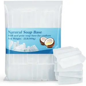 Soap Base Natural 2LB - Clear Glycerin Base for Soap Making Melt and Pour Organic Glicerina para Hacer Jabones Foaming Additives Odorless Good Cleaning Ability Soap Making Supplies