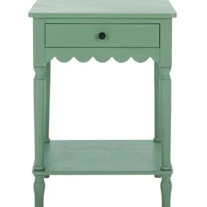 Anwyn 1-Drawer Scalloped Accent Table - sage green