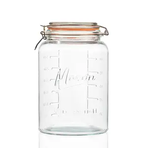 kitchentoolz 1 Gallon Glass Mason Storage Jars with Airtight Lids & Measurment Marks, Super Wide Mouth Canning Jars with Large Capacity for Pickles & Overnight Oats - 1 Pack
