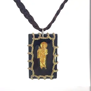 St Jude Brown Plated Reversible Necklace
