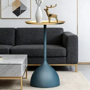 Golden Creative Iron Small Coffee Table, Living Room Sofa Side Table, Minimalist Modern Gold Round Corner Table, Modern Accent Tables