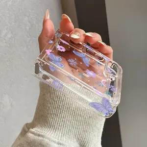 Crystal Clear Butterfly & Flower Design Phone Case for Samsung Galaxy Z Flip 3 4 5 6 7, Z Fold 3 4 5 6 7 & Motorola Razr 40 50 60 Ultra, Soft Transparent Shockproof Protective Cover