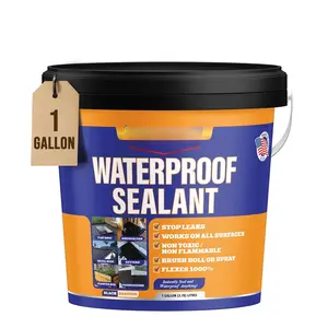 Liquid Rubber  Sealant - Rubber  - All Surface Leak Repair Indoor and Outdoor Flexible Roof Sealant, Water-Based, Easy to Apply,  Black, 1 Gallon