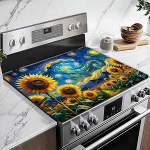 JOYFINITY Starry Sunflower Stove Top Covers for Electric Stove, Electric Gas Stove Pad Heat Resistant Range Cooktop Protector for Home Decor Kitchen