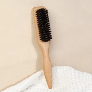 Wooden Handle Hair Brush, Natural Boar Bristle Hair Brush, Scalp Massage Comb, Curly Hair Detangling & Styling Tool, Hairdressing Comb for Men & Women Care