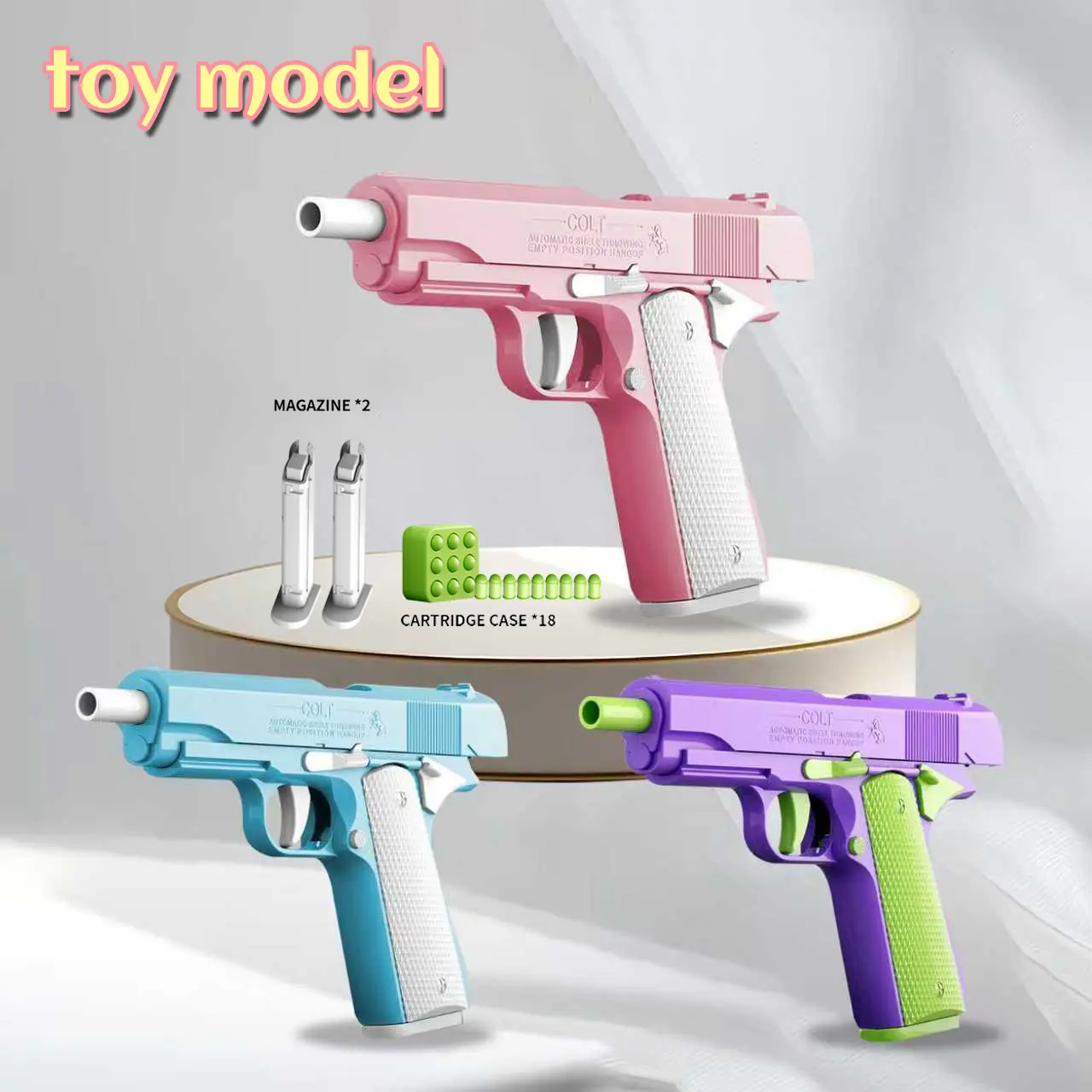 1911 Non-Firing Shell-Throwing Model Toy Guns, Brightly Colored Kids' Role-Playing Props, Holiday Gifts for Children