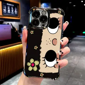 Cute Big Eyes Cartoon Girls Phone Case Suitable for iPhone 17 16 15 14 13 12 11 Pro Max Plus Air & Samsung Galaxy S26 S25 S24 S23 S22 S21 FE Ultra Plus Anti Fall Transparent Soft Back Cover