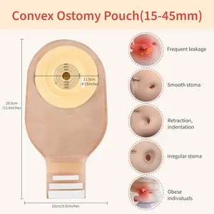 10 Pcs Deraymi Convex Ostomy Bags, Soft Convex One-Piece Ostomy Bags Colostomy Supplies, Cut-to-Fit, 45 Mm Max, for Ileostomy Colostomy Stoma Care