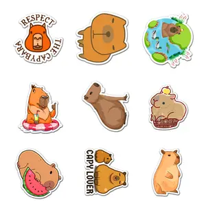 Capybara Sticker Pack 9 PCS Vinyl, Art Car Wall Kid Phone Book Stickers, Funny Sticker Decal Decor