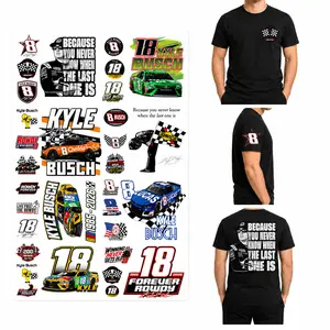 Kyle Busch Racing Heat Transfer Sticker Set, 18 8 Race Car Iron On Decals,  for T Shirt Back Chest Sleeve Graphic Prints DIY