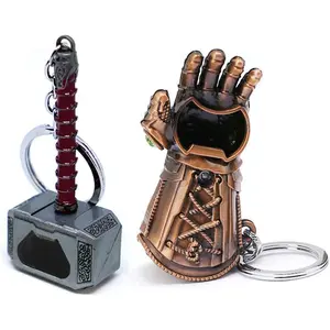 2-Pack Hammer Keychain Bottle Opener and Glove Keychain Bottle Opener, Beer Gifts Bottle Opener for Men, Husband, Dad, Grandpa, Boyfriend