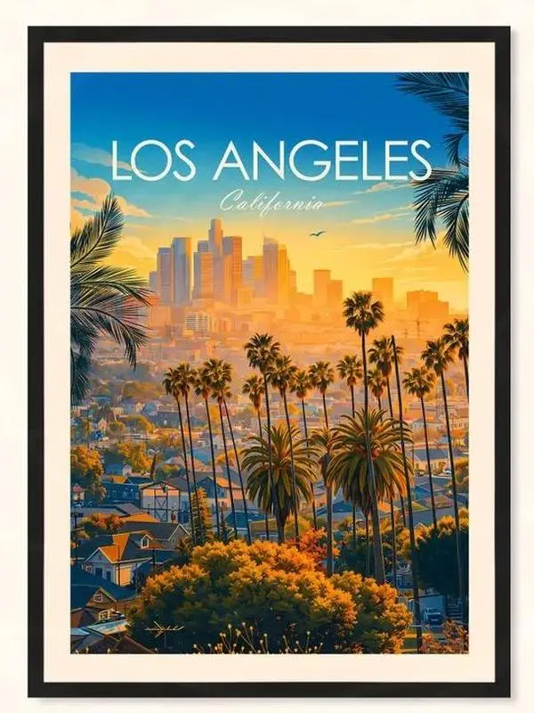 Poster Los Angeles Print, California Travel , LA Skyline Wall Art (unframed)