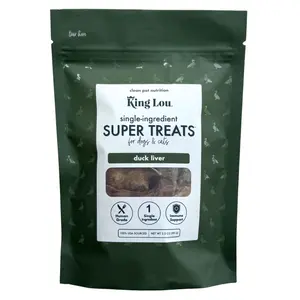 King Lou Duck Liver Treats for Dogs and Cats - 100% USA, Freeze-Dried Raw, Naturally Rich in Iron, Vitamins, and Nutrients