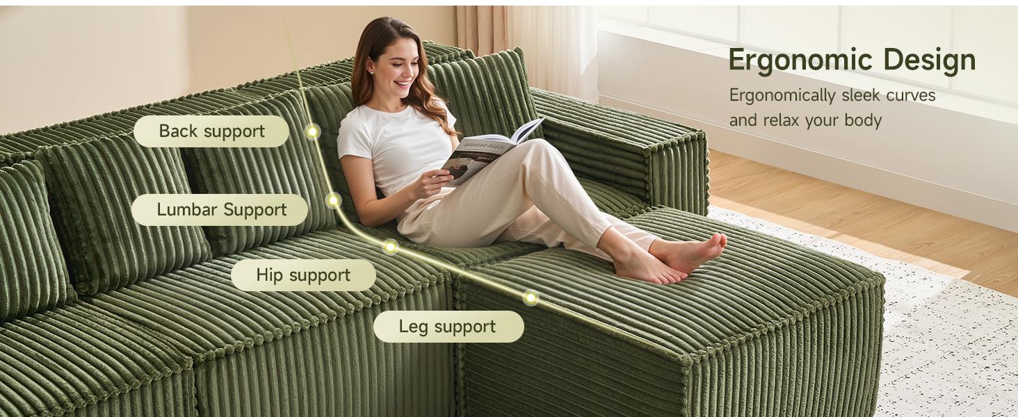 【With 1 Movable Ottoman & SPOTLIGHT DAY】ONBRILL 108" Gorgeous Cloud U Shaped Modular Sectional Sofa, Comfy 3-Seater Modern Luxury Sectional Couch, Deep Seat Couch for Living Room Bedroom Furniture,BlackFridayDeal