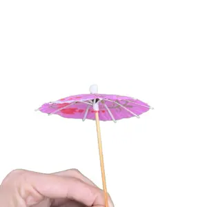 Umbrella Pink Paper Portable Petite Collapsible 4 inch tall and 4 inch wide Rain Protection and Sun Shield Stylish Accessory for Outdoor Use Lightweight Colorful